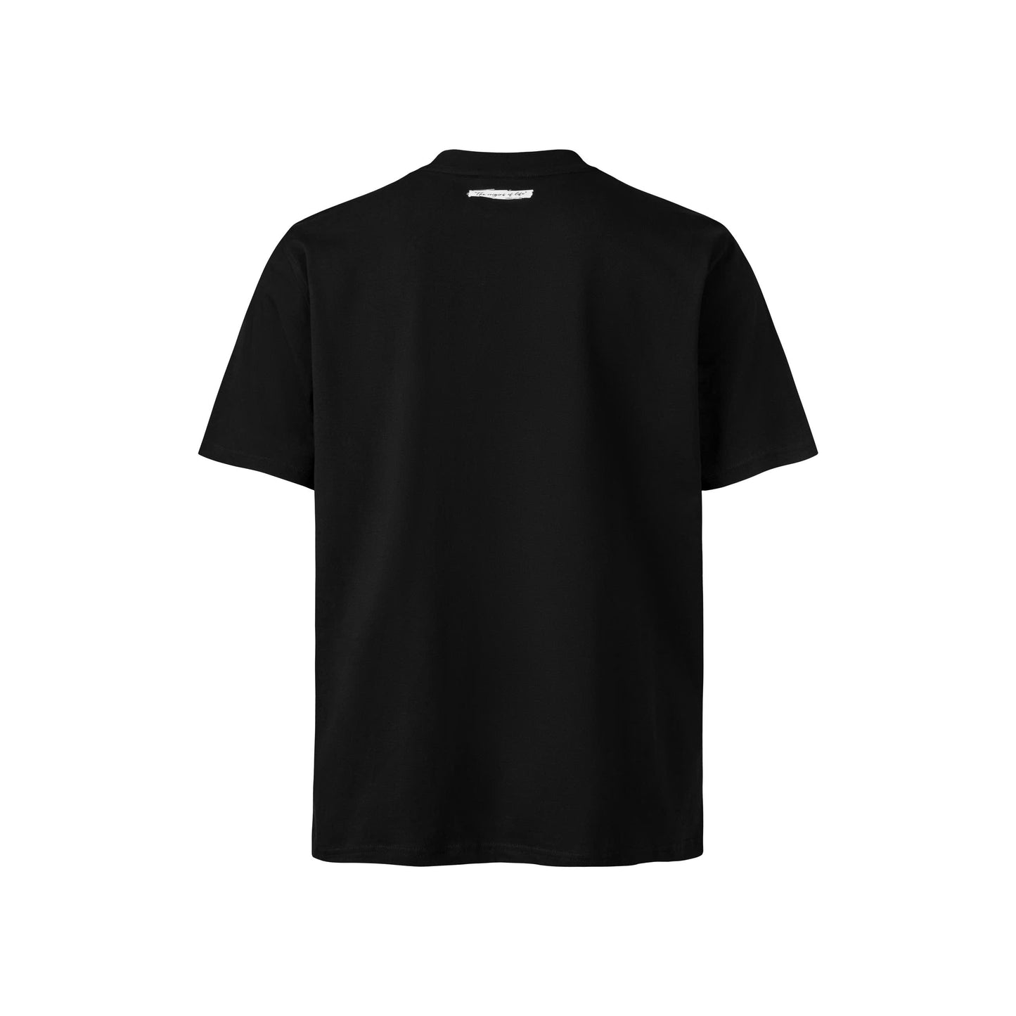 "Celestial Parallels" Black Short-Sleeved Cotton T-Shirt